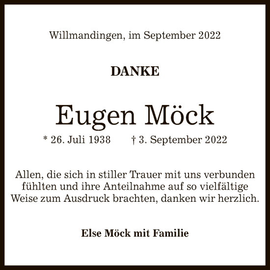 Anzeige von Eugen Möck von Reutlinger General-Anzeiger