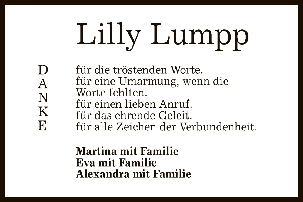  Traueranzeige für Lilly Lumpp vom 22.10.2022 aus Reutlinger General-Anzeiger