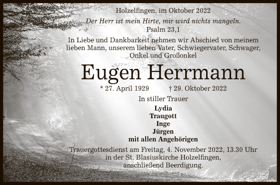 Anzeige von Eugen Herrmann von Reutlinger General-Anzeiger