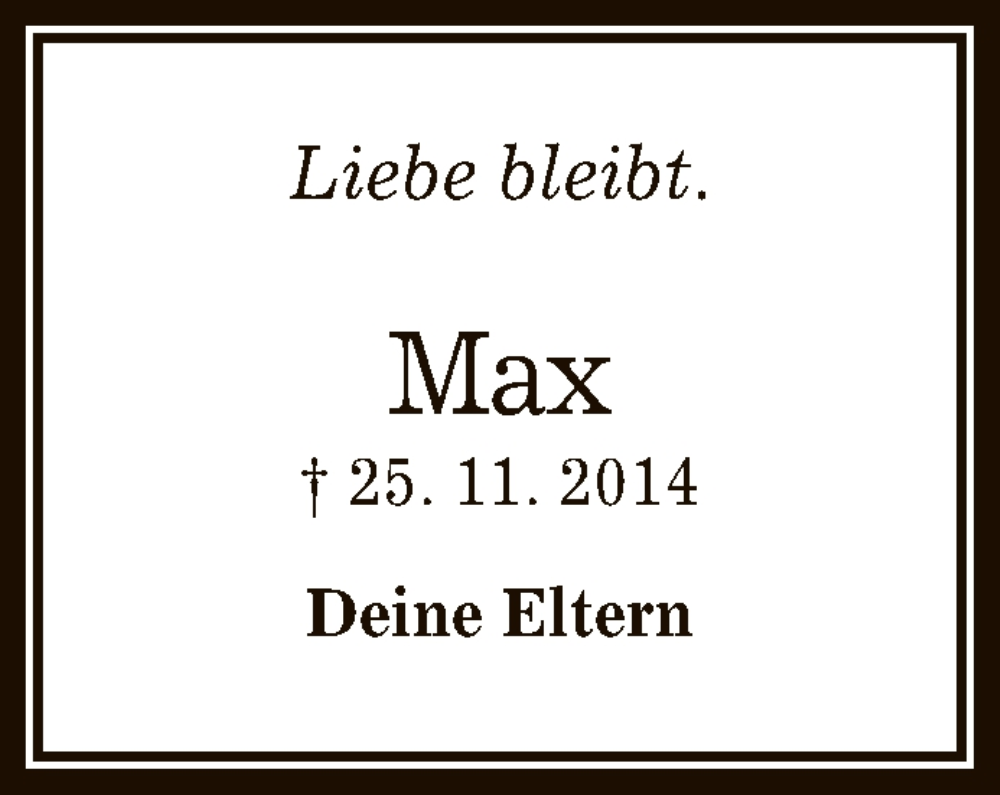  Traueranzeige für Max Mayer vom 25.11.2022 aus Reutlinger General-Anzeiger