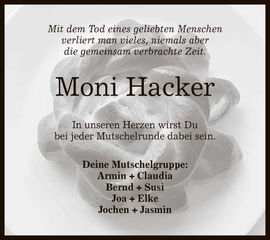 Anzeige von Moni Hacker von Reutlinger General-Anzeiger