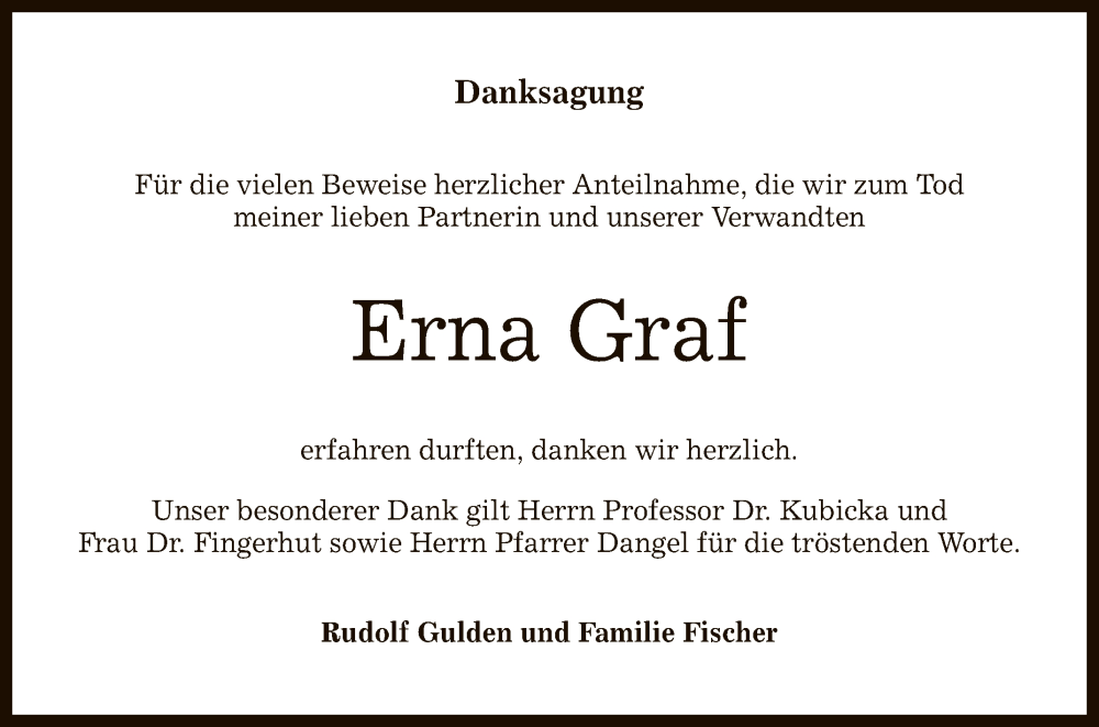  Traueranzeige für Erna Graf vom 24.12.2022 aus Reutlinger General-Anzeiger
