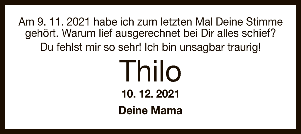  Traueranzeige für Thilo Braun vom 10.12.2022 aus Reutlinger General-Anzeiger