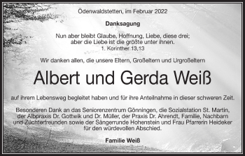 Anzeige von Albert Emil Weiß von Reutlinger General-Anzeiger