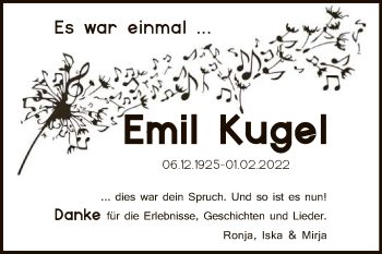 Anzeige von Emil Kugel von Reutlinger General-Anzeiger