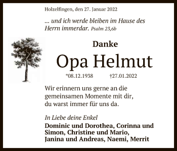 Anzeige von Helmut Gekeler von Reutlinger General-Anzeiger