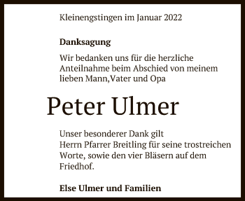 Anzeige von Peter Ulmer von Reutlinger General-Anzeiger