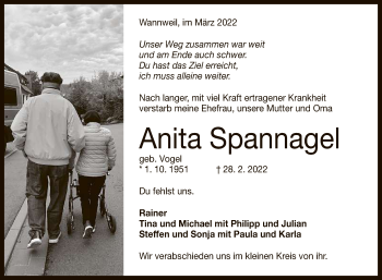 Anzeige von Anita Spannagel von Reutlinger General-Anzeiger