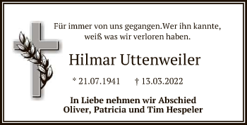 Anzeige von Hilmar Uttenweiler von Reutlinger General-Anzeiger