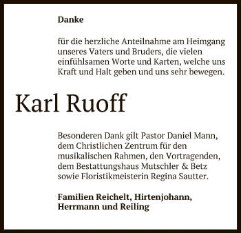 Anzeige von Karl Ruoff von Reutlinger General-Anzeiger