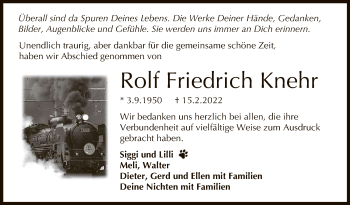 Anzeige von Rolf Friedrich Knehr von Reutlinger General-Anzeiger