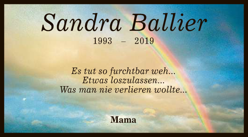  Traueranzeige für Sandra Ballier vom 19.03.2022 aus Reutlinger General-Anzeiger
