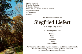 Anzeige von Siegfried Liefert von Reutlinger General-Anzeiger