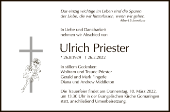 Anzeige von Ulrich Priester von Reutlinger General-Anzeiger