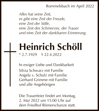 Anzeige von Heinrich Schöll von Reutlinger General-Anzeiger