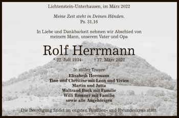 Anzeige von Rolf Herrmann von Reutlinger General-Anzeiger