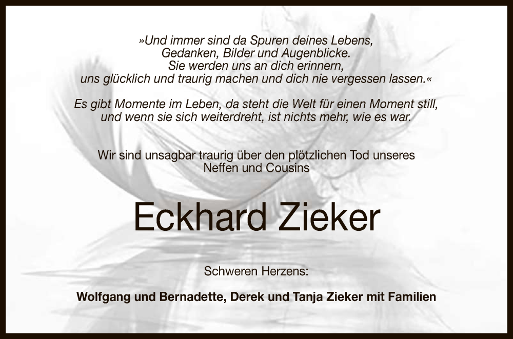  Traueranzeige für Eckhard Zieker vom 12.05.2022 aus Reutlinger General-Anzeiger