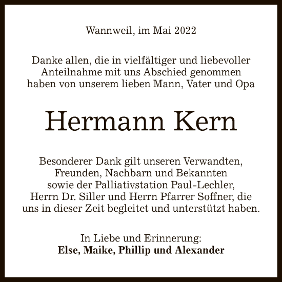 Anzeige von Hermann Kern von Reutlinger General-Anzeiger
