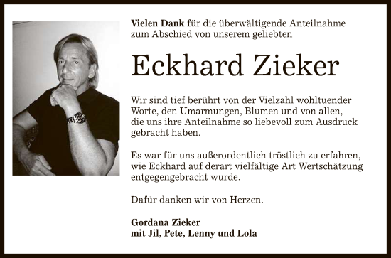 Anzeige von Eckhard Zieker von Reutlinger General-Anzeiger