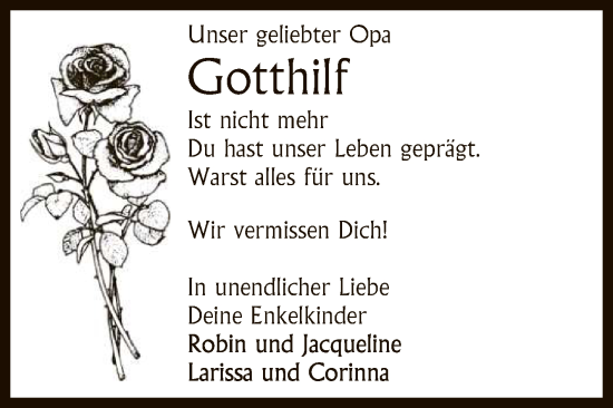Anzeige von Gotthilf  von Reutlinger General-Anzeiger