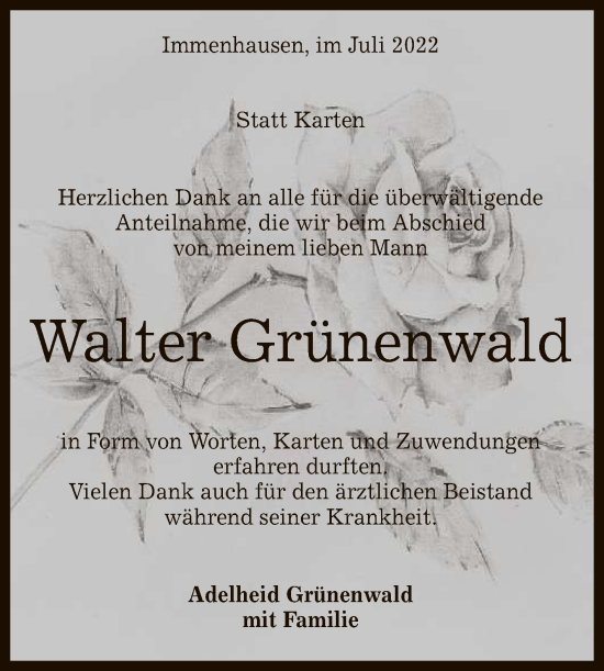 Anzeige von Wälter Grünenwald von Reutlinger General-Anzeiger