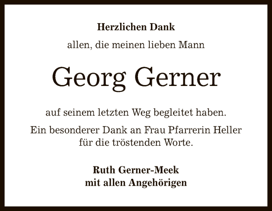 Anzeige von Georg Gerner von Reutlinger General-Anzeiger