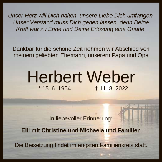 Anzeige von Herbert Weber von Reutlinger General-Anzeiger