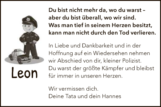 Anzeige von Leon Genkinger von Reutlinger General-Anzeiger