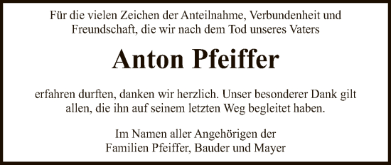 Anzeige von Anton Pfeiffer von Reutlinger General-Anzeiger