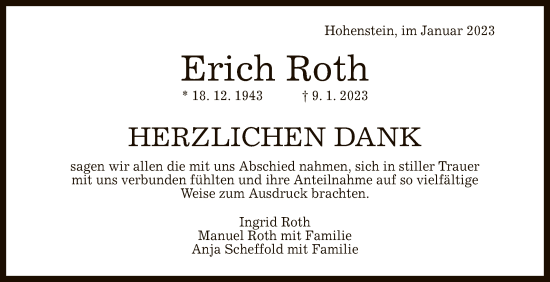 Anzeige von Erich Roth von Reutlinger General-Anzeiger