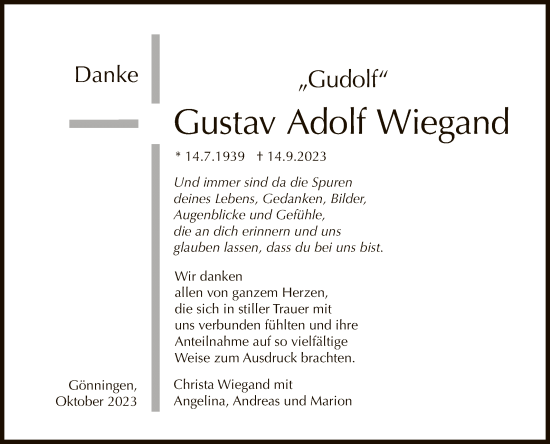 Anzeige von Gustav Adolf Wiegand von Reutlinger General-Anzeiger