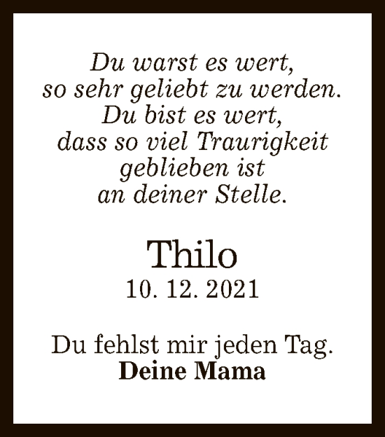 Anzeige von Thilo Braun von Reutlinger General-Anzeiger