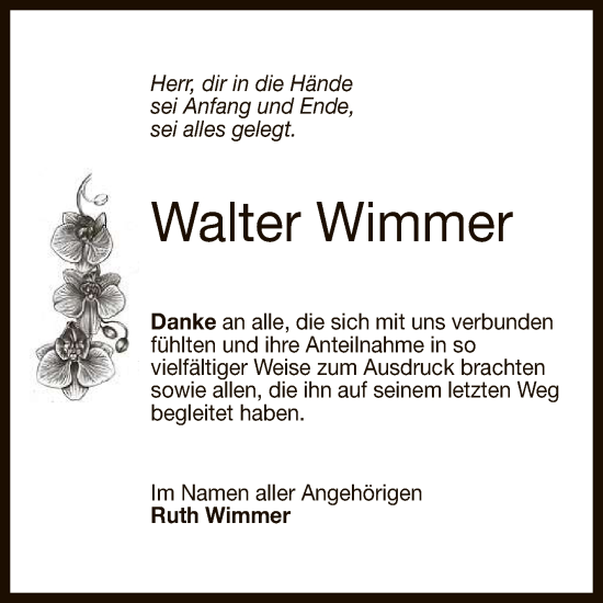 Anzeige von Walter Wimmer von Reutlinger General-Anzeiger