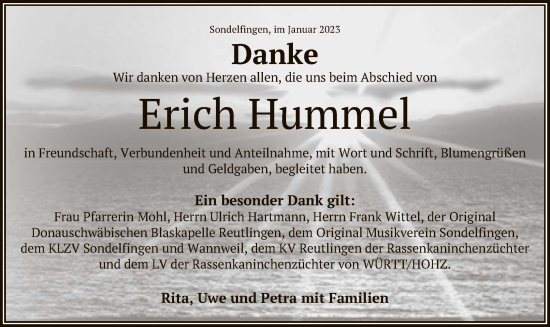 Anzeige von Erich Hummel von Reutlinger General-Anzeiger