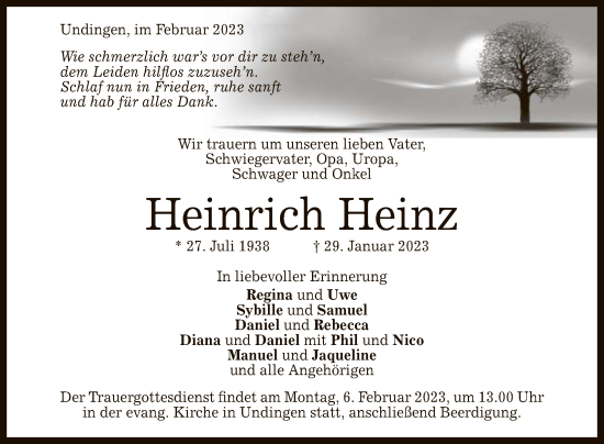 Anzeige von Heinrich Heinz von Reutlinger General-Anzeiger