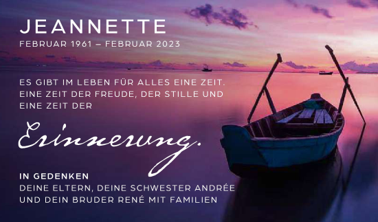 Anzeige von Jeannette  von Reutlinger General-Anzeiger