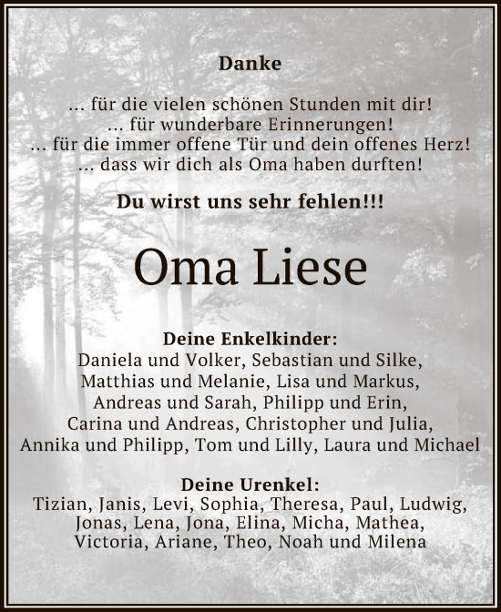 Anzeige von Liese  von Reutlinger General-Anzeiger