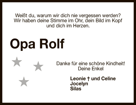 Anzeige von Rolf  von Reutlinger General-Anzeiger