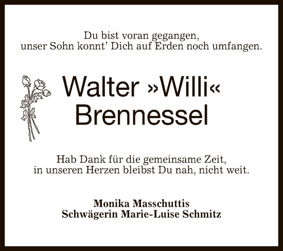 Anzeige von Walter Brennessel von Reutlinger General-Anzeiger