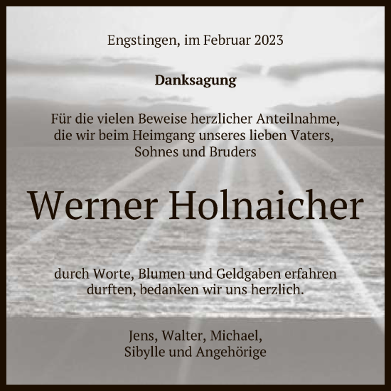 Anzeige von Werner Holnaicher von Reutlinger General-Anzeiger