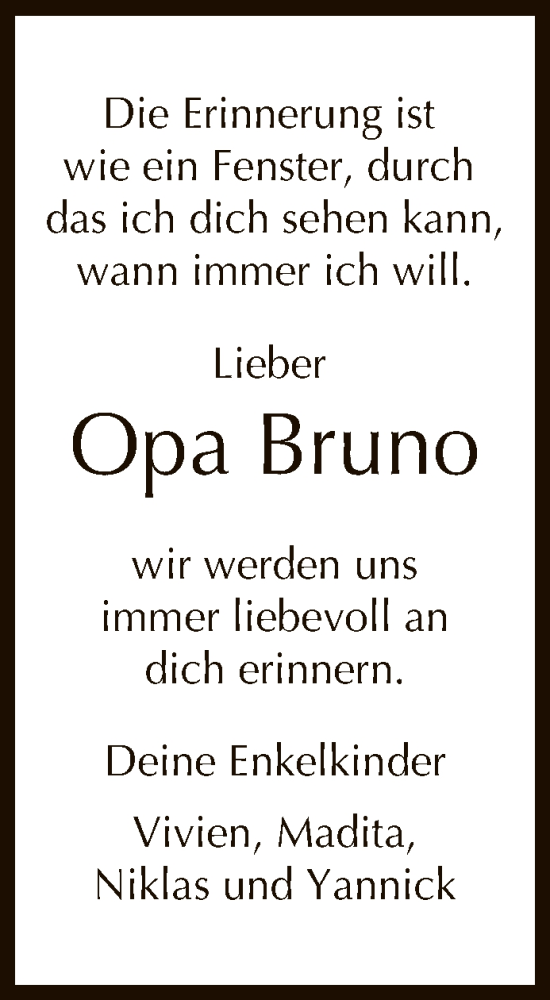 Anzeige von Bruno  von Reutlinger General-Anzeiger