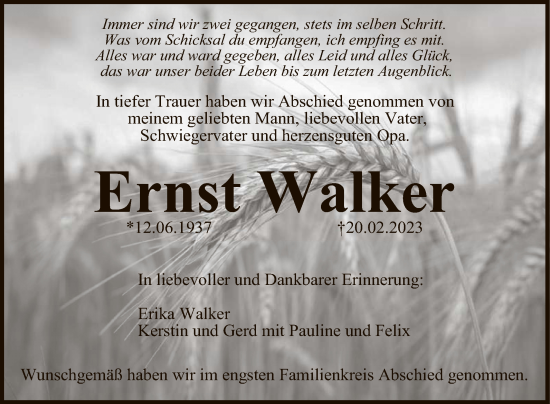 Anzeige von Ernst Walker von Reutlinger General-Anzeiger