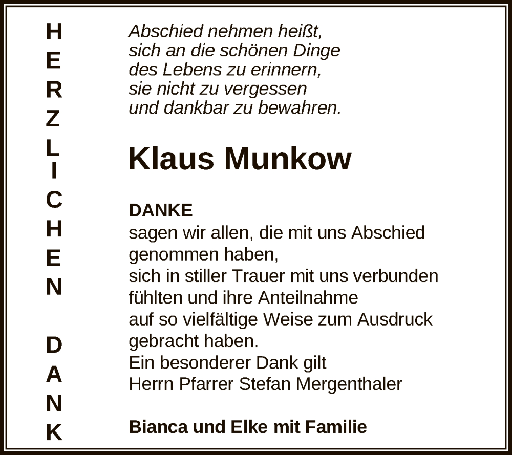  Traueranzeige für Klaus Munkow vom 18.03.2023 aus Reutlinger General-Anzeiger