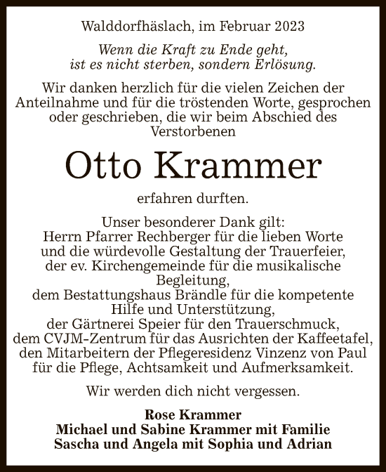 Anzeige von Otto Krammer von Reutlinger General-Anzeiger