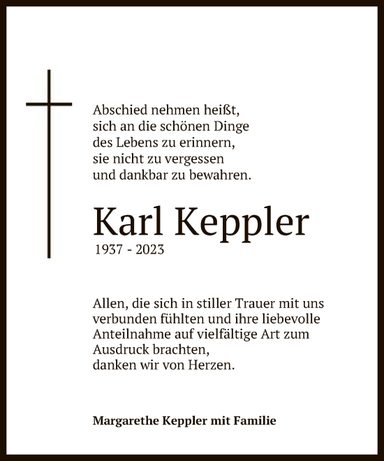 Anzeige von Karl Keppler von Reutlinger General-Anzeiger