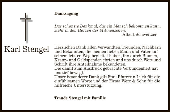 Anzeige von Karl Stengel von Reutlinger General-Anzeiger