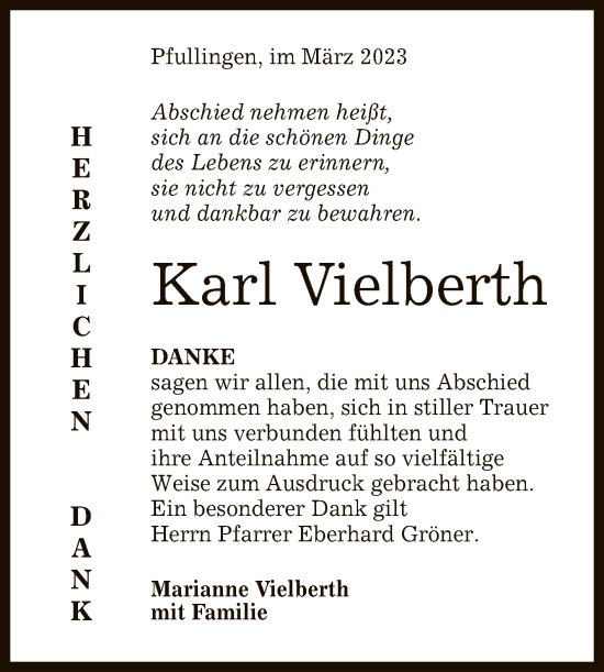 Anzeige von Karl Vielberth von Reutlinger General-Anzeiger