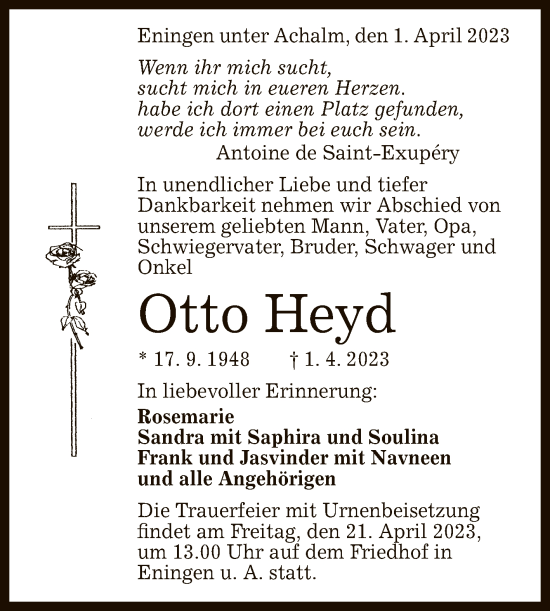 Anzeige von Otto Heyd von Reutlinger General-Anzeiger