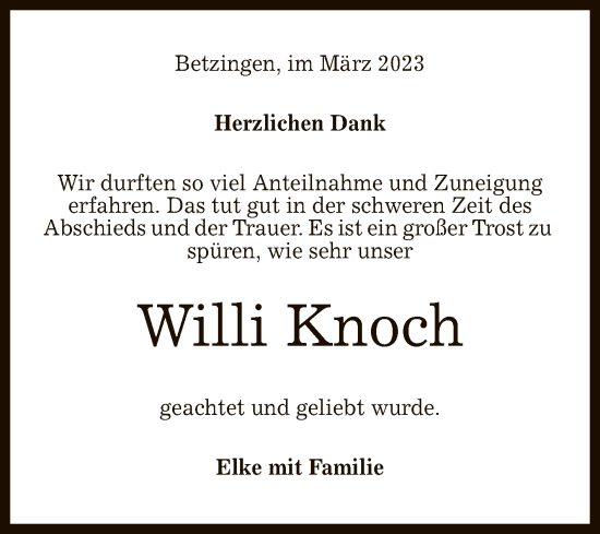 Anzeige von Willi Knoch von Reutlinger General-Anzeiger