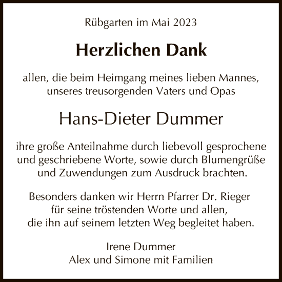 Anzeige von Hans-Dieter Dummer von Reutlinger General-Anzeiger